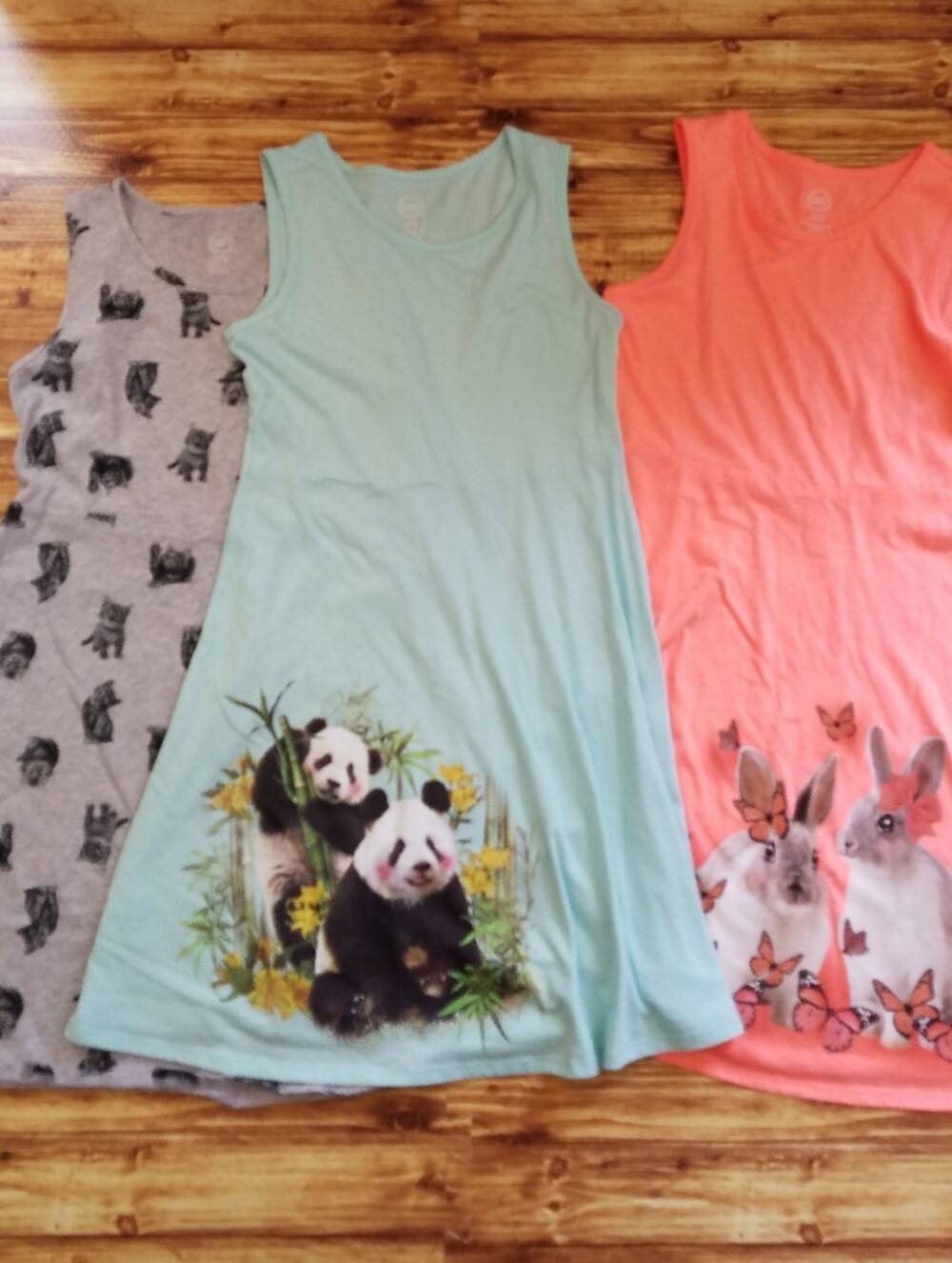 Wonder Nation Girls XL 14 16 Sleeveless Dress Pack Pandas Bunnies Kittens Lot 3